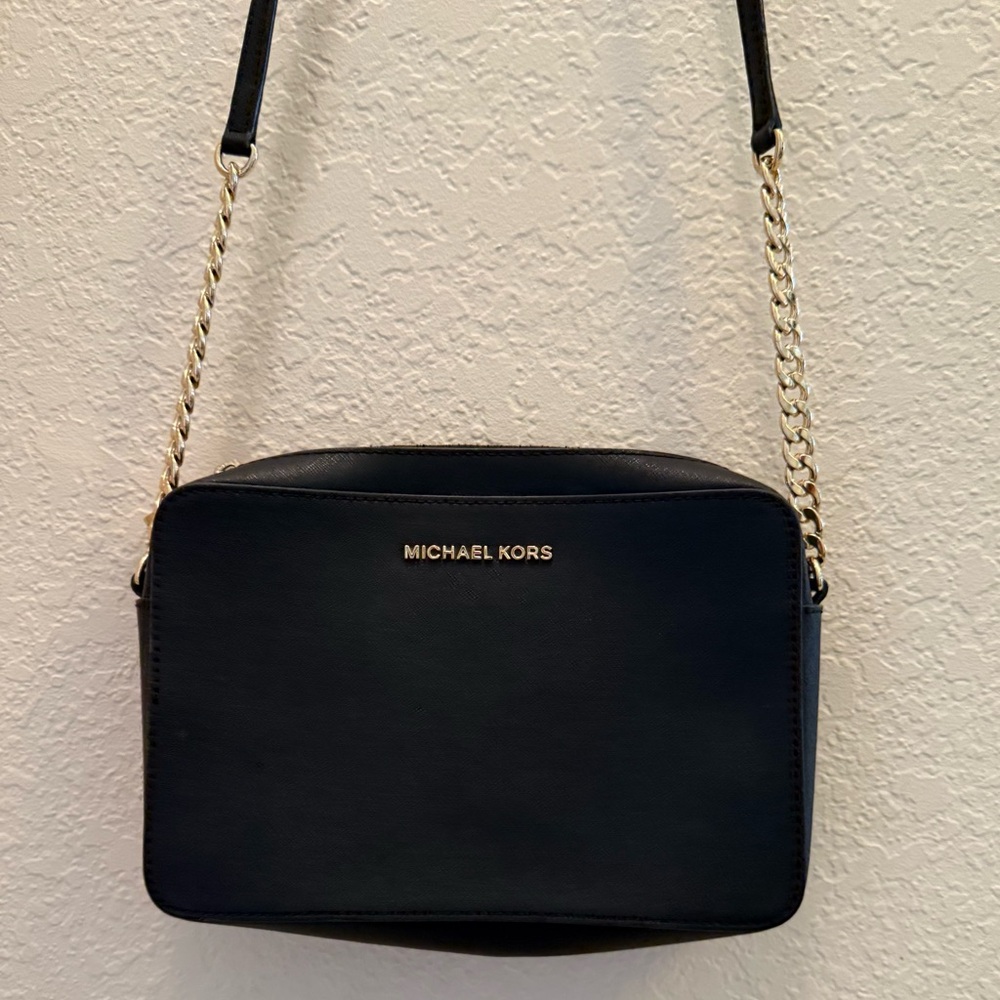 Michael Kors Black Crossbody Bag with Gold Chain